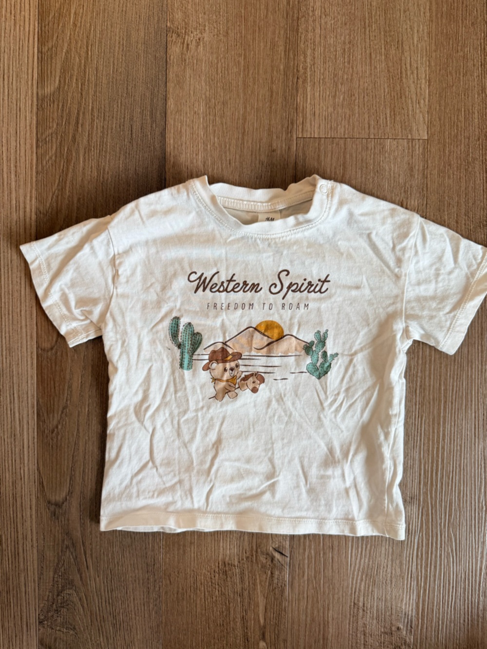 H&M White Tee with Western Spirit Desert Graphic